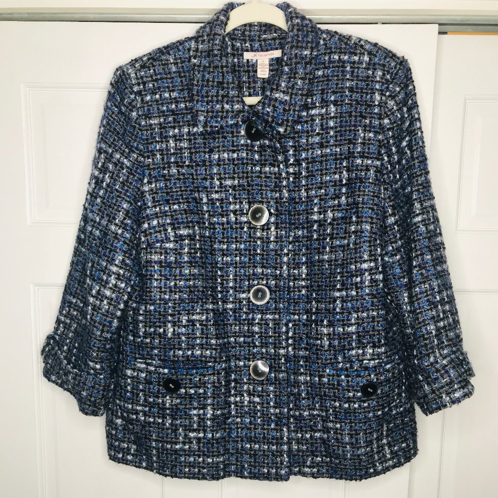 Blue and grey dress blazer by JM Collection.